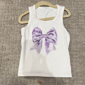 Full Tilt White Tank Top with Lavender Bow